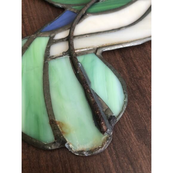 Vintage Stained Glass Large Hummingbird Heavy Vibrant - Picture 4 of 7